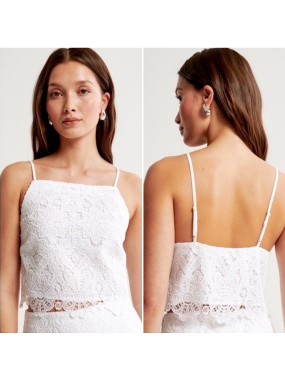 Abercrombie & Fitch White Lace Square-Neck Camisole